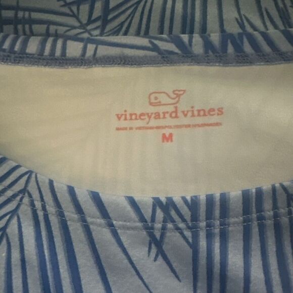 Vineyard Vines Sankaty Boatneck Shirt Blue Palm Size Medium Performance - Picture 4 of 6